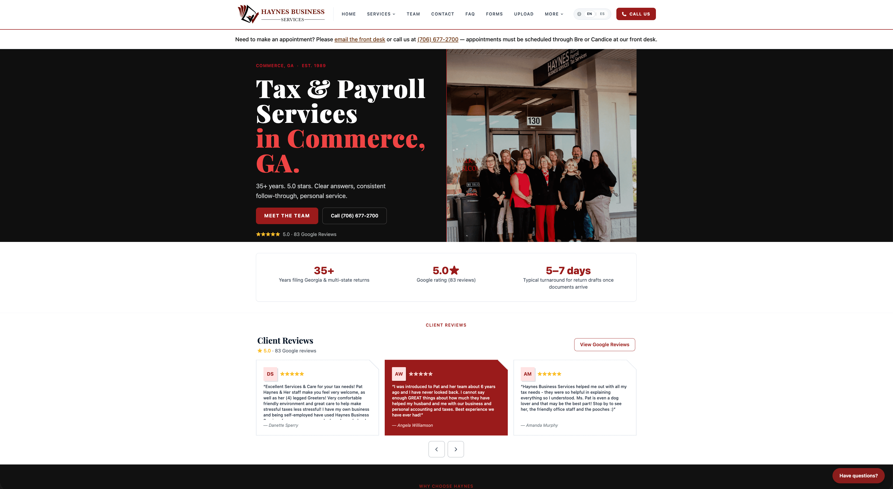 Haynes Business Services website preview